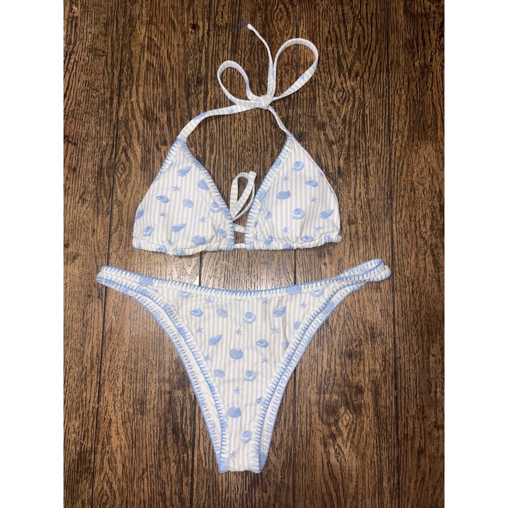 Hollister Blue Coastal Seashell Bikini Large